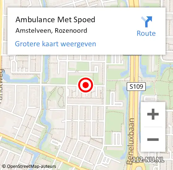 Locatie op kaart van de 112 melding: Ambulance Met Spoed Naar Amstelveen, Rozenoord op 28 maart 2018 15:48