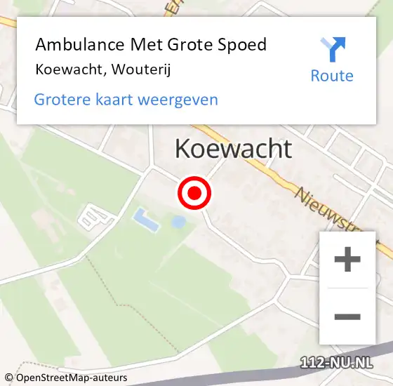Locatie op kaart van de 112 melding: Ambulance Met Grote Spoed Naar Koewacht, Wouterij op 28 maart 2018 15:53