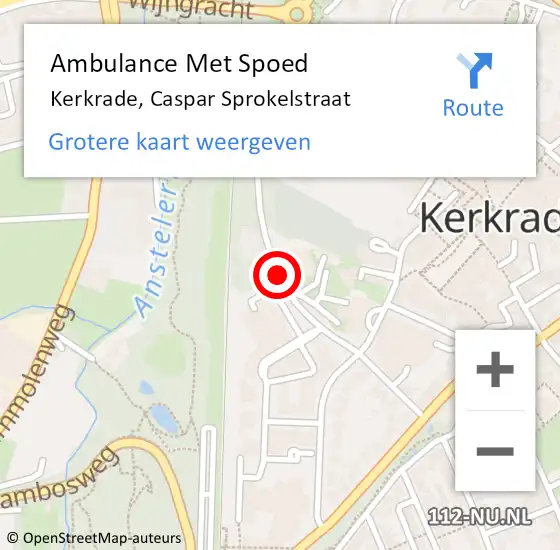 Locatie op kaart van de 112 melding: Ambulance Met Spoed Naar Kerkrade, Caspar Sprokelstraat op 20 februari 2014 13:38