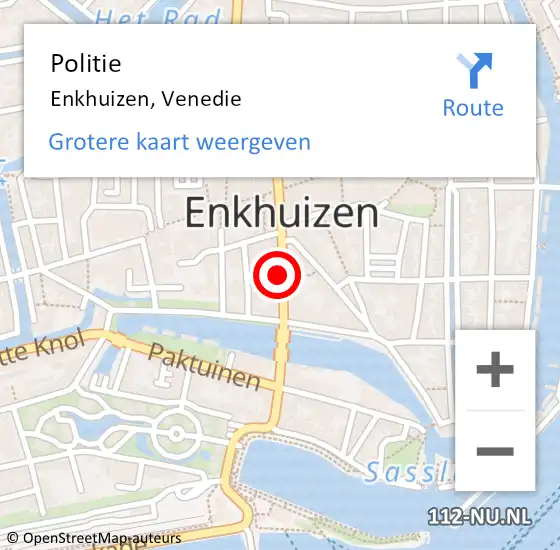 Locatie op kaart van de 112 melding: Politie Enkhuizen, Venedie op 28 maart 2018 16:32