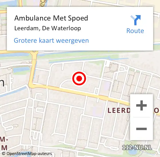 Locatie op kaart van de 112 melding: Ambulance Met Spoed Naar Leerdam, De Waterloop op 28 maart 2018 18:50