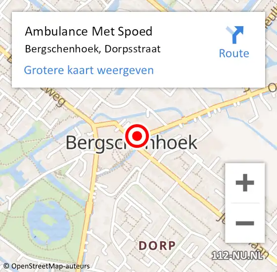 Locatie op kaart van de 112 melding: Ambulance Met Spoed Naar Bergschenhoek, Dorpsstraat op 28 maart 2018 19:26