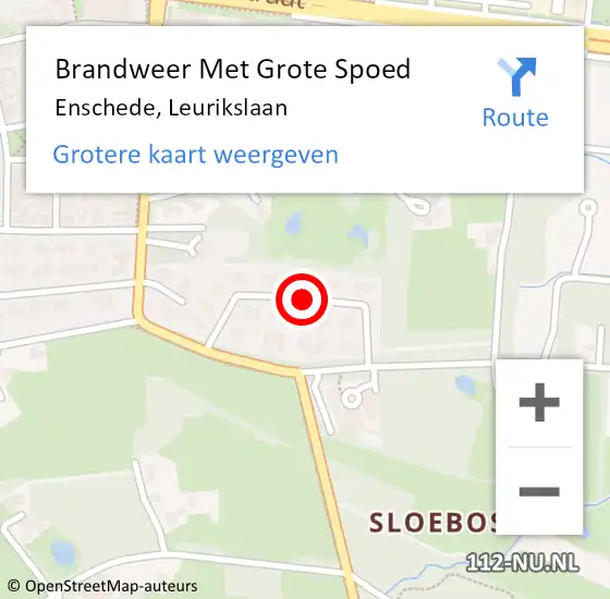 Locatie op kaart van de 112 melding: Brandweer Met Grote Spoed Naar Enschede, Leurikslaan op 28 maart 2018 19:58