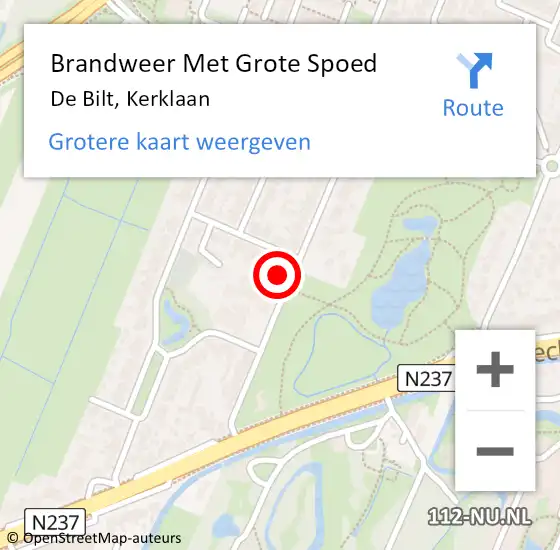 Locatie op kaart van de 112 melding: Brandweer Met Grote Spoed Naar De Bilt, Kerklaan op 28 maart 2018 20:11