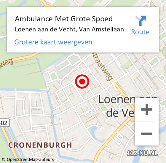 Locatie op kaart van de 112 melding: Ambulance Met Grote Spoed Naar Loenen aan de Vecht, Van Amstellaan op 28 maart 2018 20:53