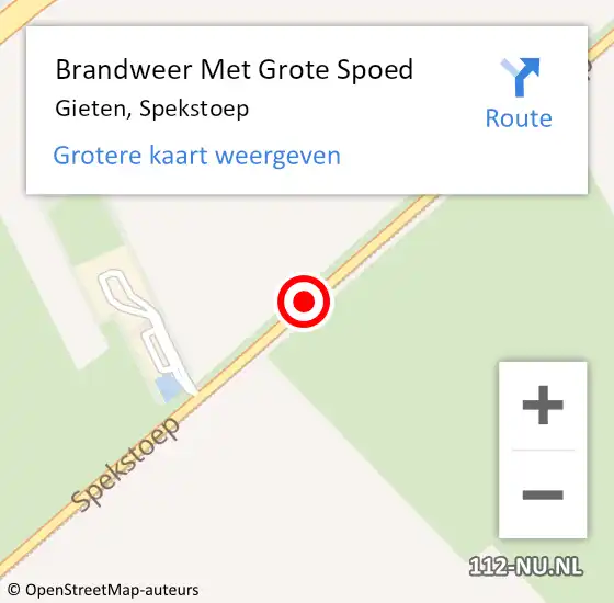 Locatie op kaart van de 112 melding: Brandweer Met Grote Spoed Naar Gieten, Spekstoep op 20 februari 2014 14:00