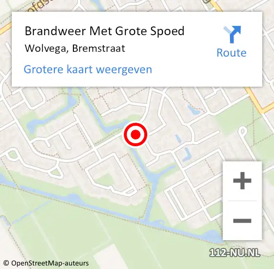 Locatie op kaart van de 112 melding: Brandweer Met Grote Spoed Naar Wolvega, Bremstraat op 28 maart 2018 21:46