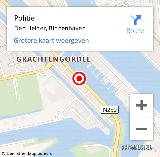 Locatie op kaart van de 112 melding: Politie Den Helder, Binnenhaven op 28 maart 2018 21:51