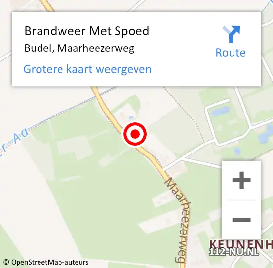 Locatie op kaart van de 112 melding: Brandweer Met Spoed Naar Budel, Maarheezerweg op 28 maart 2018 21:52