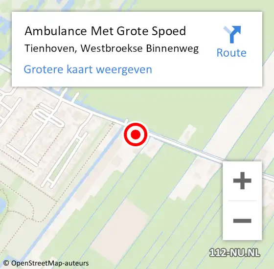 Locatie op kaart van de 112 melding: Ambulance Met Grote Spoed Naar Tienhoven, Westbroekse Binnenweg op 28 maart 2018 22:03