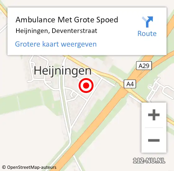 Locatie op kaart van de 112 melding: Ambulance Met Grote Spoed Naar Heijningen, Deventerstraat op 28 maart 2018 23:37