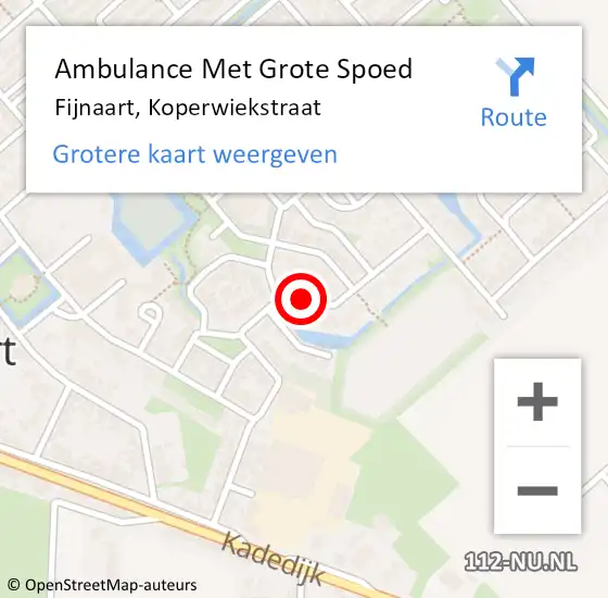 Locatie op kaart van de 112 melding: Ambulance Met Grote Spoed Naar Fijnaart, Koperwiekstraat op 29 maart 2018 01:03