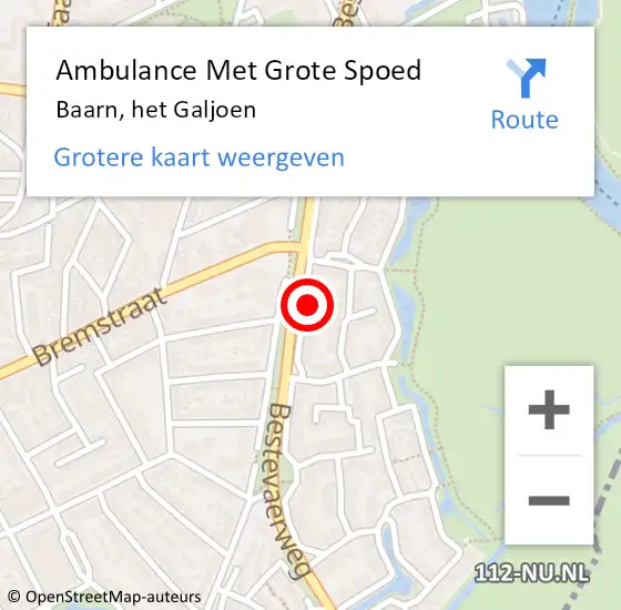 Locatie op kaart van de 112 melding: Ambulance Met Grote Spoed Naar Baarn, het Galjoen op 20 februari 2014 14:11