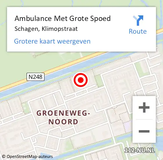 Locatie op kaart van de 112 melding: Ambulance Met Grote Spoed Naar Schagen, Klimopstraat op 29 maart 2018 03:50
