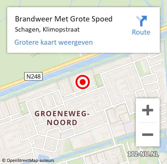 Locatie op kaart van de 112 melding: Brandweer Met Grote Spoed Naar Schagen, Klimopstraat op 29 maart 2018 03:56
