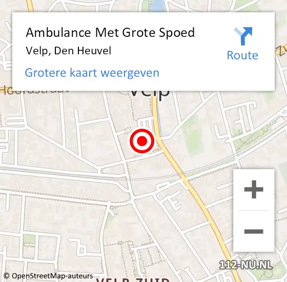 Locatie op kaart van de 112 melding: Ambulance Met Grote Spoed Naar Velp, Den Heuvel op 29 maart 2018 04:39