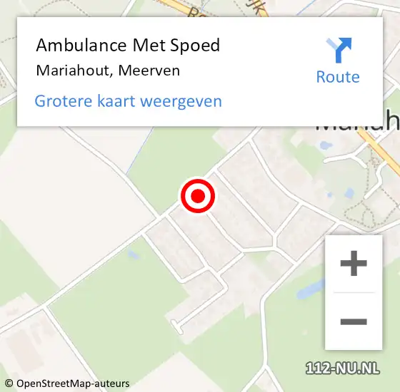 Locatie op kaart van de 112 melding: Ambulance Met Spoed Naar Mariahout, Meerven op 29 maart 2018 04:56