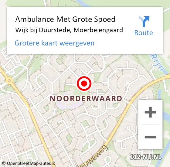 Locatie op kaart van de 112 melding: Ambulance Met Grote Spoed Naar Wijk bij Duurstede, Moerbeiengaard op 29 maart 2018 04:58