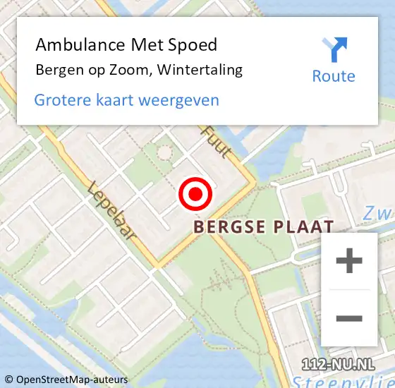 Locatie op kaart van de 112 melding: Ambulance Met Spoed Naar Bergen op Zoom, Wintertaling op 29 maart 2018 05:07