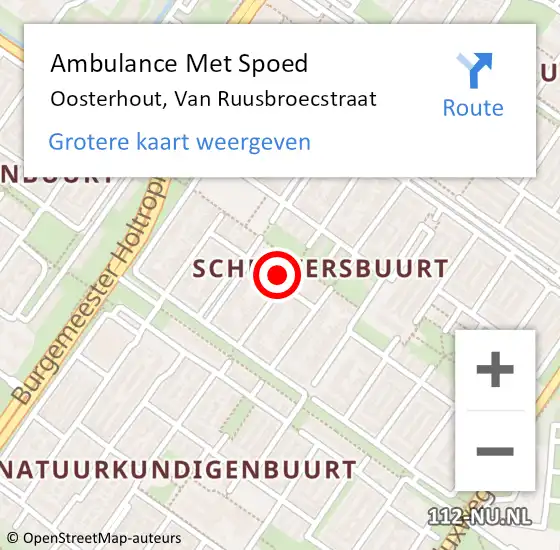 Locatie op kaart van de 112 melding: Ambulance Met Spoed Naar Oosterhout, Van Ruusbroecstraat op 29 maart 2018 05:16