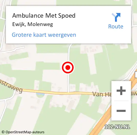 Locatie op kaart van de 112 melding: Ambulance Met Spoed Naar Ewijk, Molenweg op 29 maart 2018 06:45