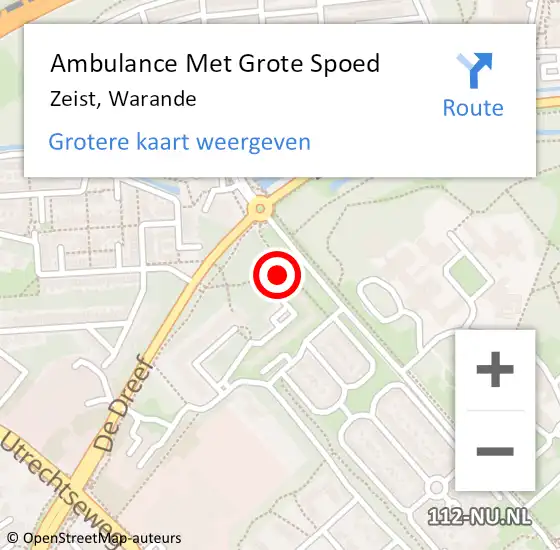 Locatie op kaart van de 112 melding: Ambulance Met Grote Spoed Naar Zeist, Warande op 29 maart 2018 07:18