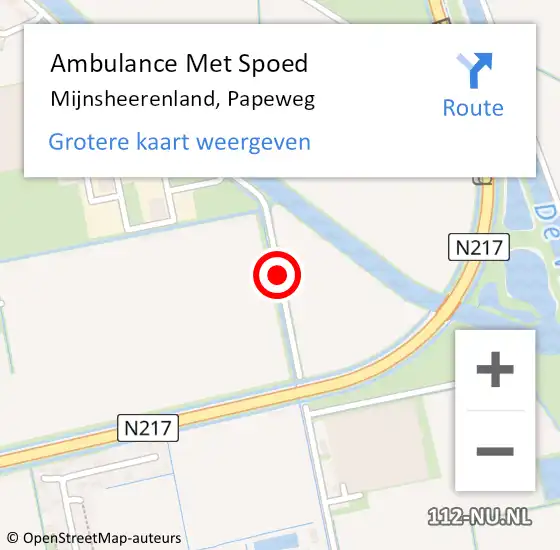 Locatie op kaart van de 112 melding: Ambulance Met Spoed Naar Mijnsheerenland, Papeweg op 29 maart 2018 07:44