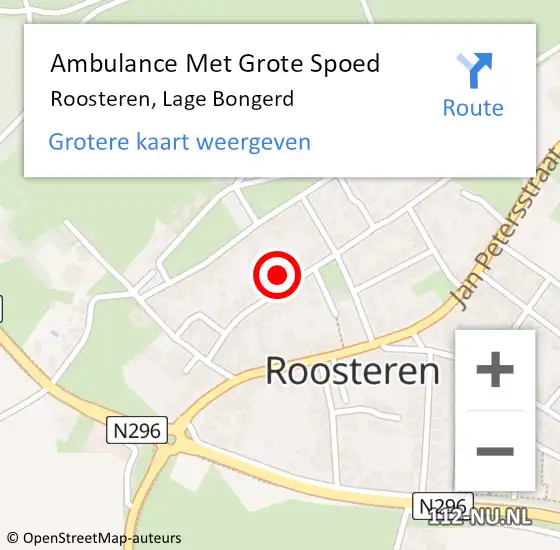 Locatie op kaart van de 112 melding: Ambulance Met Grote Spoed Naar Roosteren, Lage Bongerd op 20 februari 2014 14:26