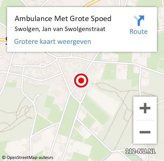 Locatie op kaart van de 112 melding: Ambulance Met Grote Spoed Naar Swolgen, Jan van Swolgenstraat op 29 maart 2018 08:54