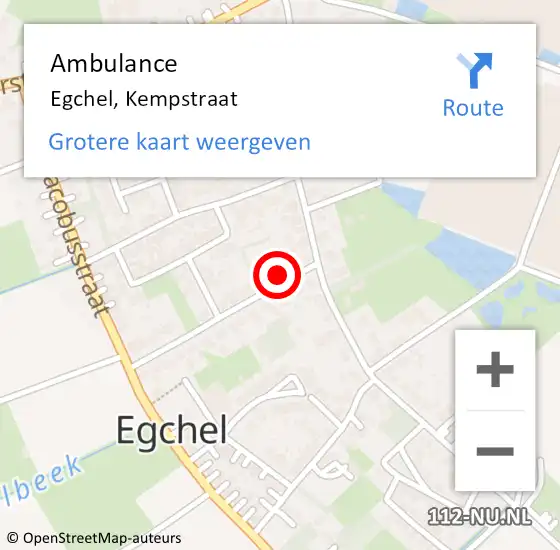 Locatie op kaart van de 112 melding: Ambulance Egchel, Kempstraat op 29 maart 2018 09:02