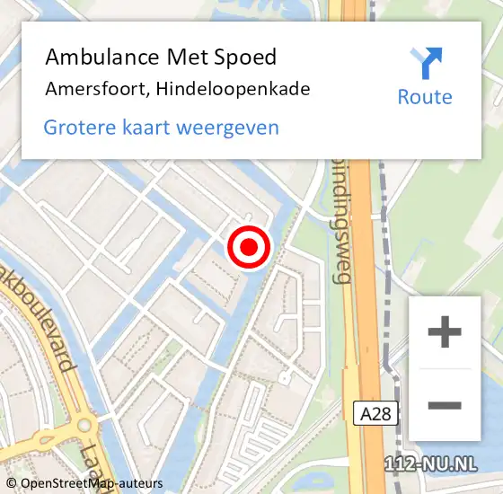 Locatie op kaart van de 112 melding: Ambulance Met Spoed Naar Amersfoort, Hindeloopenkade op 29 maart 2018 09:07