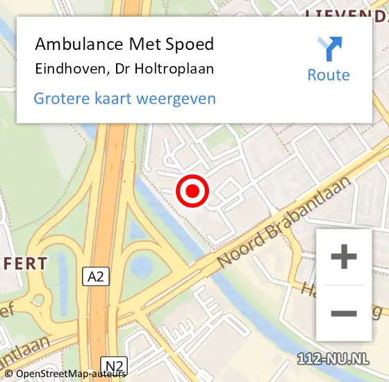 Locatie op kaart van de 112 melding: Ambulance Met Spoed Naar Eindhoven, Dr Holtroplaan op 29 maart 2018 09:37