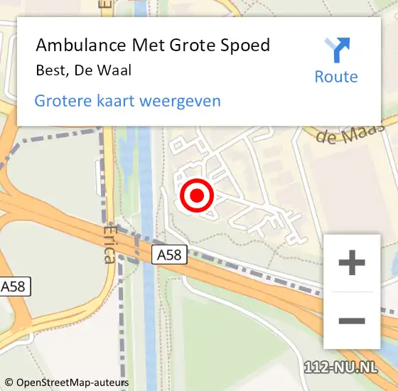 Locatie op kaart van de 112 melding: Ambulance Met Grote Spoed Naar Best, De Waal op 29 maart 2018 10:42