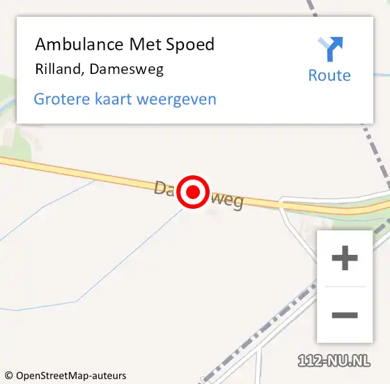 Locatie op kaart van de 112 melding: Ambulance Met Spoed Naar Rilland, Damesweg op 29 maart 2018 10:44