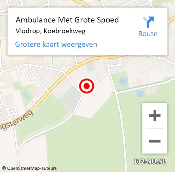 Locatie op kaart van de 112 melding: Ambulance Met Grote Spoed Naar Vlodrop, Koebroekweg op 29 maart 2018 10:55