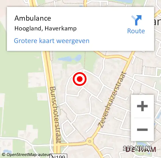 Locatie op kaart van de 112 melding: Ambulance Hoogland, Haverkamp op 29 maart 2018 11:10