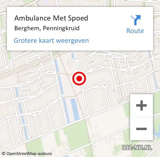 Locatie op kaart van de 112 melding: Ambulance Met Spoed Naar Berghem, Penningkruid op 29 maart 2018 11:41