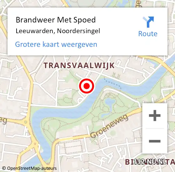 Locatie op kaart van de 112 melding: Brandweer Met Spoed Naar Leeuwarden, Noordersingel op 29 maart 2018 11:52