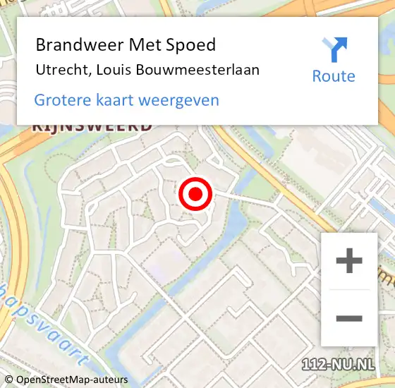 Locatie op kaart van de 112 melding: Brandweer Met Spoed Naar Utrecht, Louis Bouwmeesterlaan op 29 maart 2018 12:06