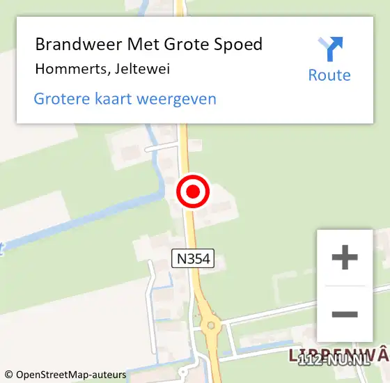 Locatie op kaart van de 112 melding: Brandweer Met Grote Spoed Naar Hommerts, Jeltewei op 29 maart 2018 12:09