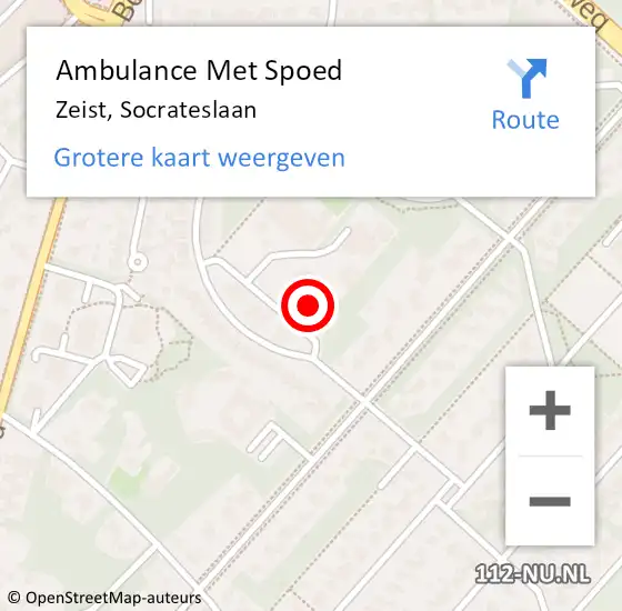 Locatie op kaart van de 112 melding: Ambulance Met Spoed Naar Zeist, Socrateslaan op 29 maart 2018 12:16