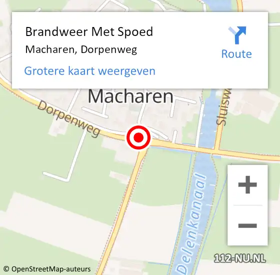 Locatie op kaart van de 112 melding: Brandweer Met Spoed Naar Macharen, Dorpenweg op 29 maart 2018 12:26