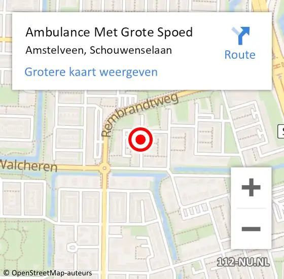Locatie op kaart van de 112 melding: Ambulance Met Grote Spoed Naar Amstelveen, Schouwenselaan op 29 maart 2018 12:37
