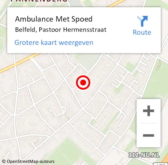 Locatie op kaart van de 112 melding: Ambulance Met Spoed Naar Belfeld, Pastoor Hermensstraat op 20 februari 2014 15:05