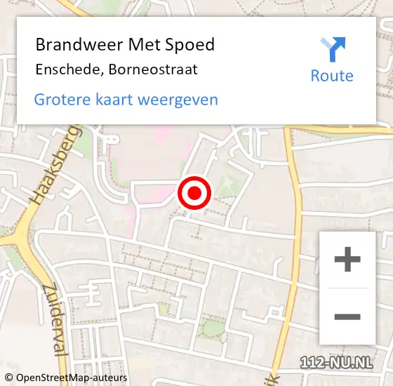 Locatie op kaart van de 112 melding: Brandweer Met Spoed Naar Enschede, Borneostraat op 29 maart 2018 12:57