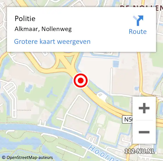 Locatie op kaart van de 112 melding: Politie Alkmaar, Nollenweg op 29 maart 2018 13:26