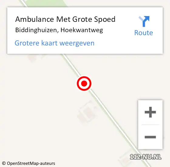 Locatie op kaart van de 112 melding: Ambulance Met Grote Spoed Naar Biddinghuizen, Hoekwantweg op 29 maart 2018 15:06
