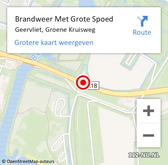 Locatie op kaart van de 112 melding: Brandweer Met Grote Spoed Naar Geervliet, Groene Kruisweg op 29 maart 2018 15:07