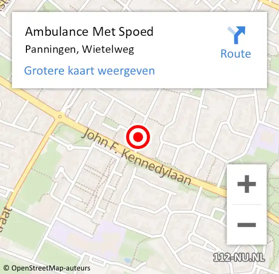 Locatie op kaart van de 112 melding: Ambulance Met Spoed Naar Panningen, Wietelweg op 20 februari 2014 15:19