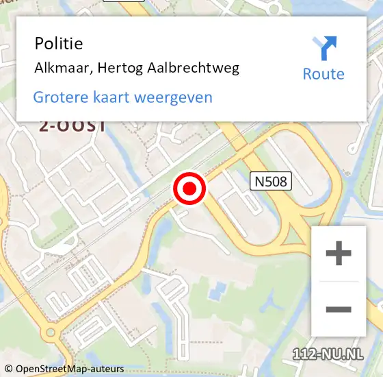 Locatie op kaart van de 112 melding: Politie Alkmaar, Hertog Aalbrechtweg op 29 maart 2018 15:12